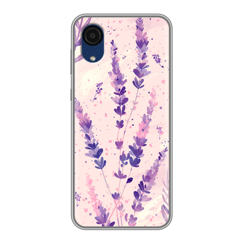 Силиконовый противоударный чехол на Samsung Galaxy A03 Core с принтом цветы лаванда Силиконовый противоударный чехол на Samsung Galaxy A03 Core с принтом цветы лаванда
