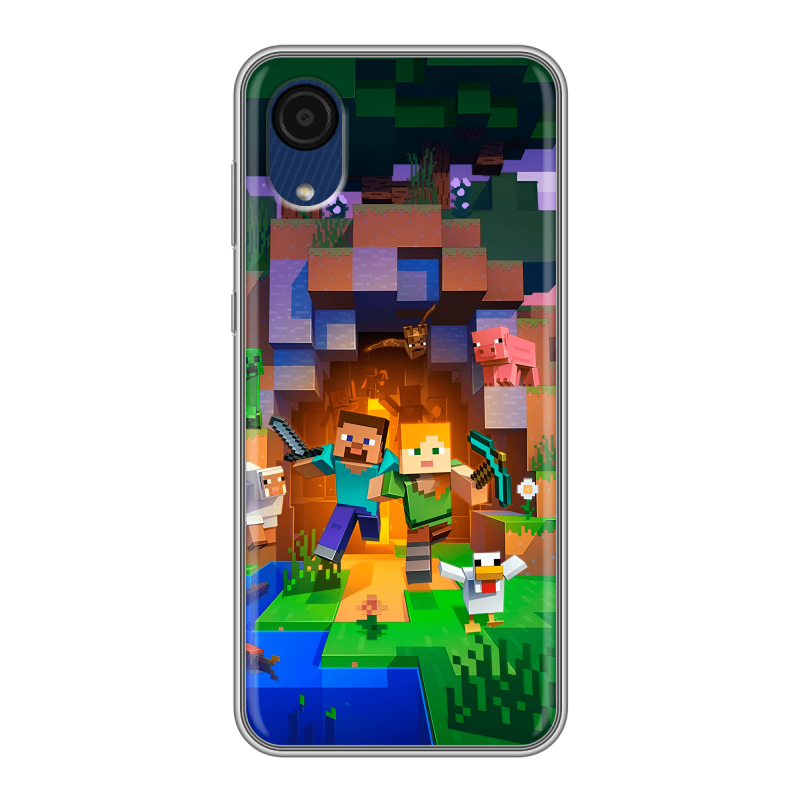 Силиконовый чехол на Samsung Galaxy A03 Core с принтом Майнкрафт Minecraft Силиконовый чехол на Samsung Galaxy A03 Core с принтом Майнкрафт Minecraft