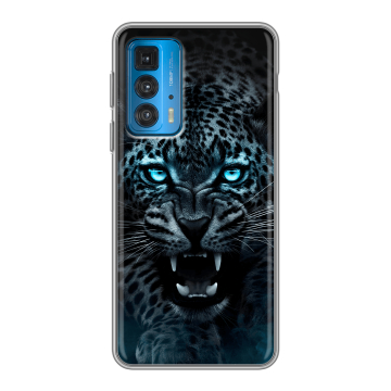 Силиконовый чехол на Motorola Edge 20 с принтом Темный леопард Силиконовый чехол на Motorola Edge 20 с принтом Темный леопард