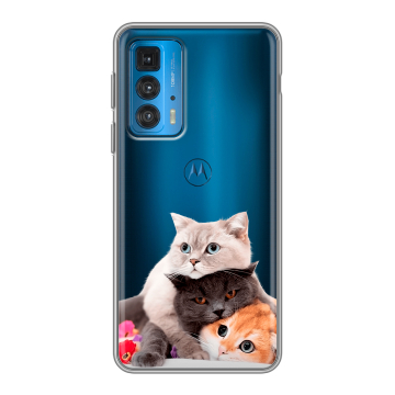 Силиконовый чехол на Motorola Edge 20 с принтом Кошки Силиконовый чехол на Motorola Edge 20 с принтом Кошки