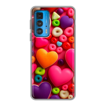 Силиконовый чехол на Motorola Edge 20 с принтом Сердечки Силиконовый чехол на Motorola Edge 20 с принтом Сердечки