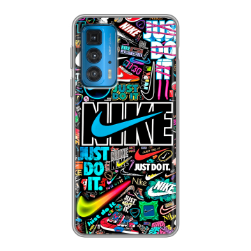 Силиконовый чехол на Motorola Edge 20 с принтом найк nike черный Силиконовый чехол на Motorola Edge 20 с принтом найк nike черный