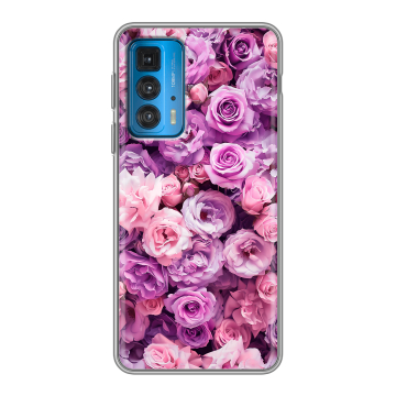 Силиконовый чехол на Motorola Edge 20 с принтом лавандовые розы