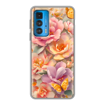 Силиконовый чехол на Motorola Edge 20 с принтом Цветы и бабочки