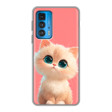 Силиконовый чехол на Motorola Edge 20 с принтом Розовый котенок