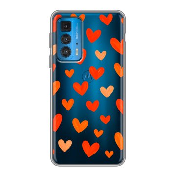 Силиконовый чехол на Motorola Edge 20 с принтом Сердечки