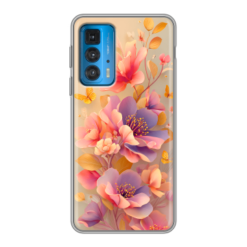 Силиконовый чехол на Motorola Edge 20 с принтом Цветы и бабочки
