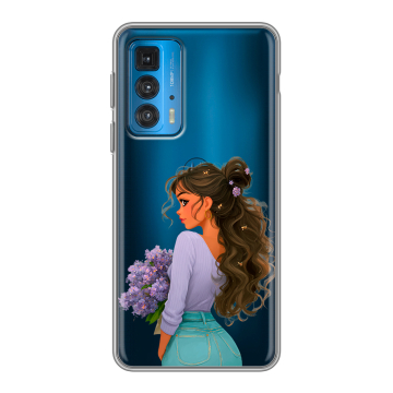 Силиконовый чехол на Motorola Edge 20 с принтом девушка цветы