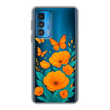 Силиконовый чехол на Motorola Edge 20 с принтом цветы бабочки
