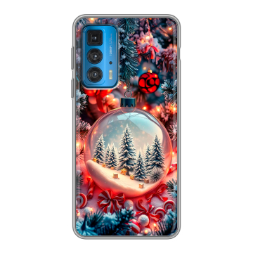 Силиконовый чехол на Motorola Edge 20 с принтом Новый год