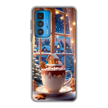 Силиконовый чехол на Motorola Edge 20 с принтом Новый год