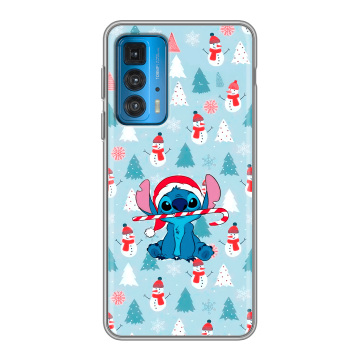Силиконовый чехол на Motorola Edge 20 с принтом Стич Новый год