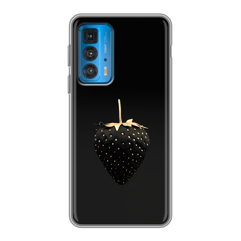 Силиконовый противоударный чехол на Motorola Edge 20 с принтом Черная клубника Силиконовый противоударный чехол на Motorola Edge 20 с принтом Черная клубника