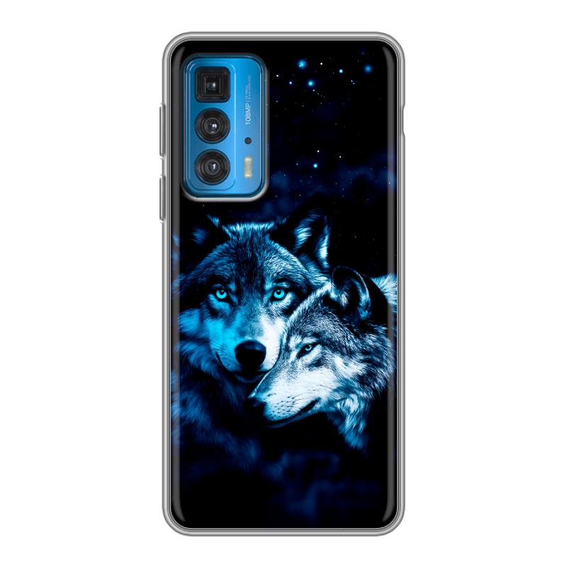 Силиконовый чехол на Motorola Edge 20 с принтом Волки Силиконовый чехол на Motorola Edge 20 с принтом Волки