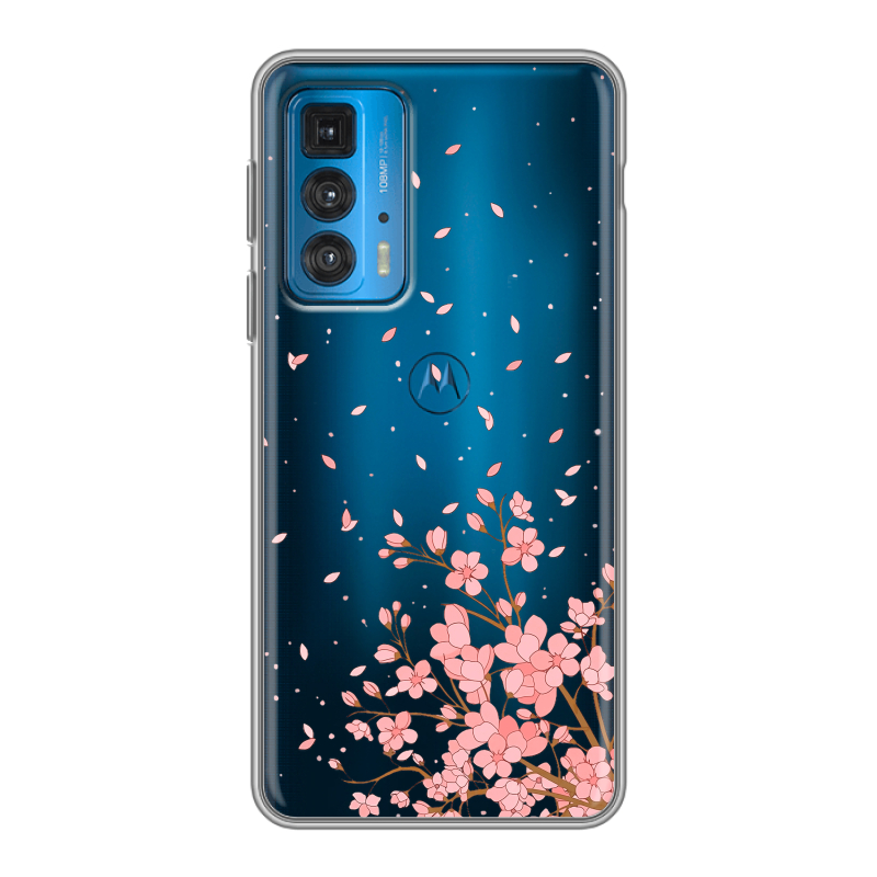 Силиконовый чехол на Motorola Edge 20 с принтом Ветка сакуры Силиконовый чехол на Motorola Edge 20 с принтом Ветка сакуры