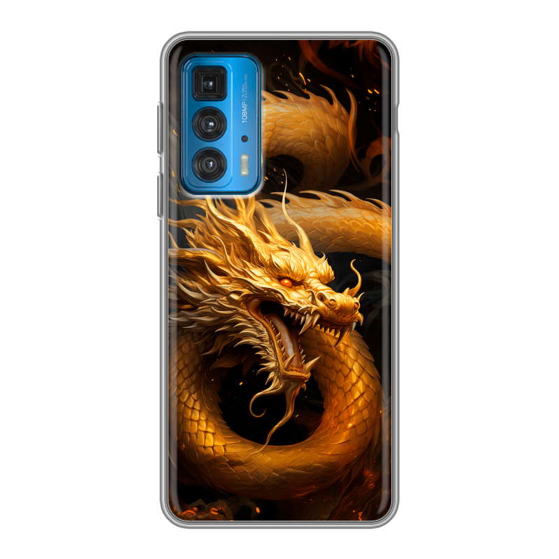 Силиконовый чехол на Motorola Edge 20 с принтом Золотой дракон Силиконовый чехол на Motorola Edge 20 с принтом Золотой дракон
