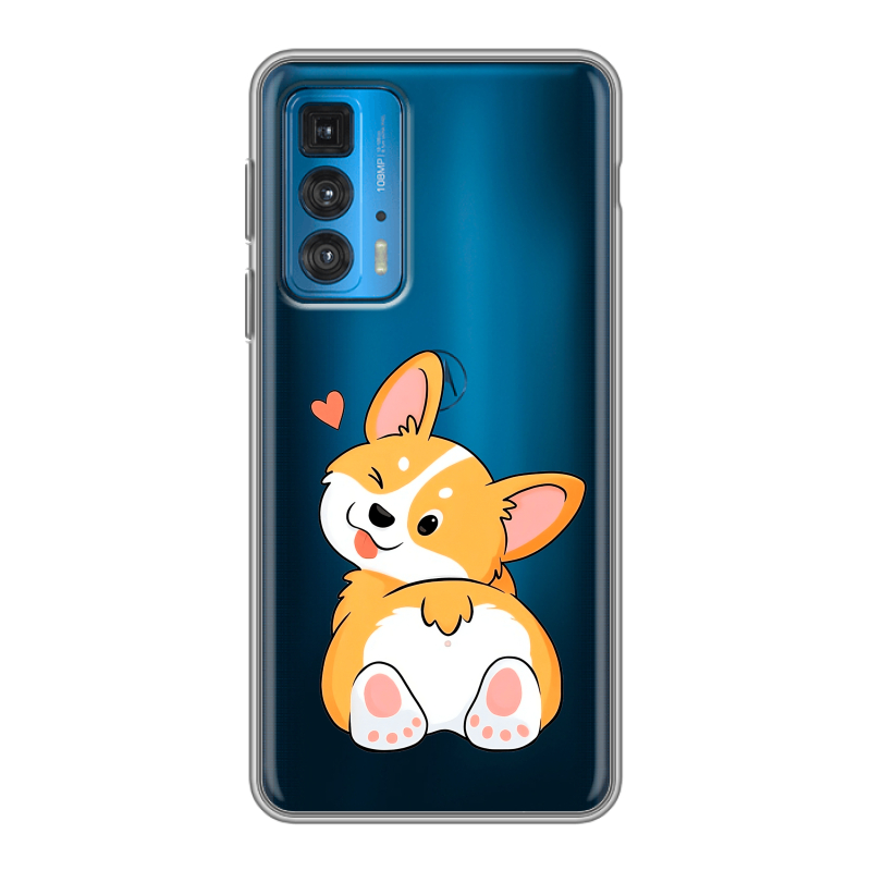 Силиконовый противоударный чехол на Motorola Edge 20 с принтом Корги Силиконовый противоударный чехол на Motorola Edge 20 с принтом Корги