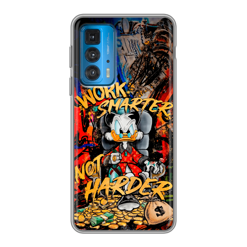 Силиконовый противоударный чехол на Motorola Edge 20 с принтом Дональд Дак Деньги Силиконовый противоударный чехол на Motorola Edge 20 с принтом Дональд Дак Деньги