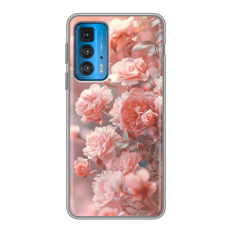 Силиконовый противоударный чехол на Motorola Edge 20 с принтом Розовые розы Силиконовый противоударный чехол на Motorola Edge 20 с принтом Розовые розы