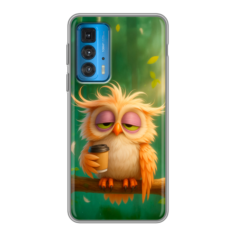 Силиконовый противоударный чехол на Motorola Edge 20 с принтом сова Силиконовый противоударный чехол на Motorola Edge 20 с принтом сова