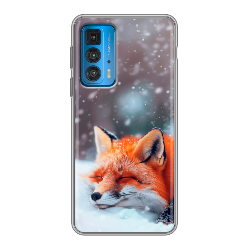 Силиконовый противоударный чехол на Motorola Edge 20 с принтом лиса Силиконовый противоударный чехол на Motorola Edge 20 с принтом лиса