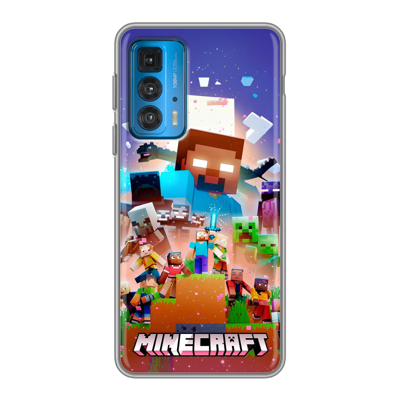 Силиконовый противоударный чехол на Motorola Edge 20 с принтом Майнкрафт Minecraft Силиконовый противоударный чехол на Motorola Edge 20 с принтом Майнкрафт Minecraft