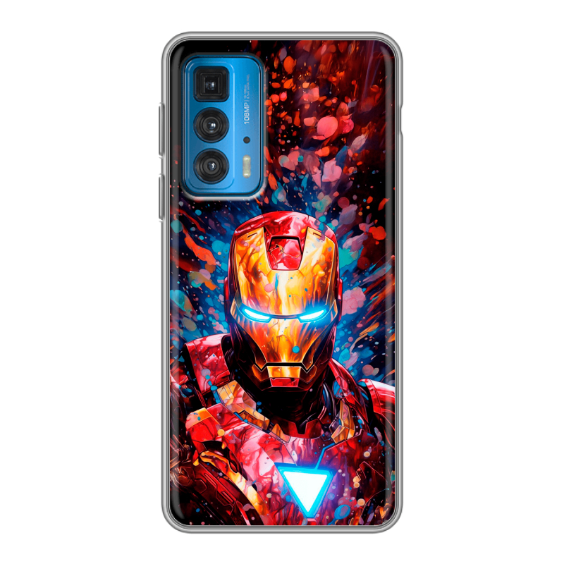 Силиконовый противоударный чехол на Motorola Edge 20 с принтом Железный человек Ironman Силиконовый противоударный чехол на Motorola Edge 20 с принтом Железный человек Ironman