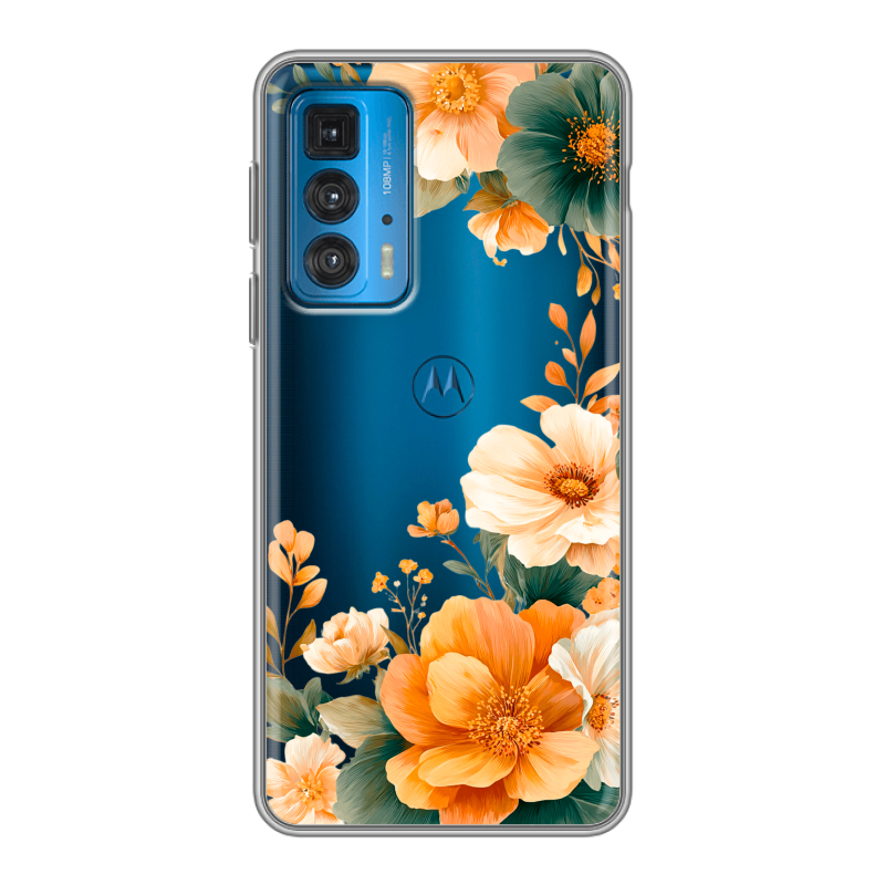 Силиконовый чехол на Motorola Edge 20 с принтом Цветы принт Силиконовый чехол на Motorola Edge 20 с принтом Цветы принт