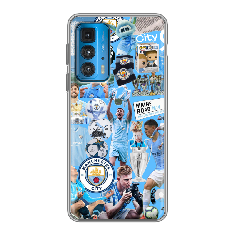 Силиконовый противоударный чехол на Motorola Edge 20 с принтом Man City Манчестер Сити Силиконовый противоударный чехол на Motorola Edge 20 с принтом Man City Манчестер Сити