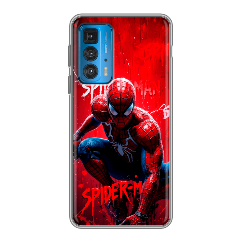 Силиконовый чехол на Motorola Edge 20 с принтом Spiderman Человек паук Силиконовый чехол на Motorola Edge 20 с принтом Spiderman Человек паук