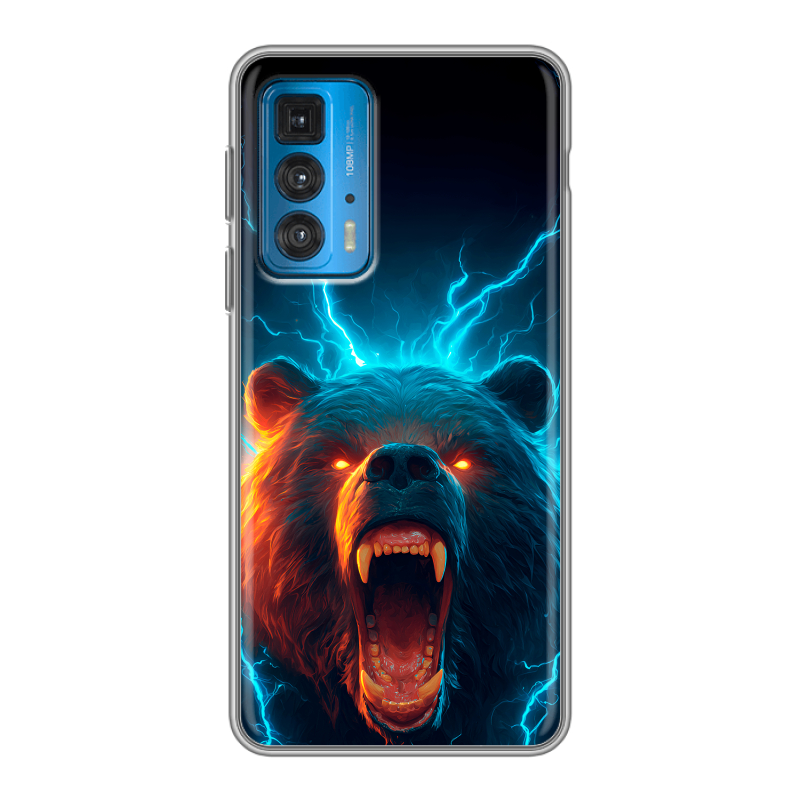 Силиконовый противоударный чехол на Motorola Edge 20 с принтом Медведь Силиконовый противоударный чехол на Motorola Edge 20 с принтом Медведь