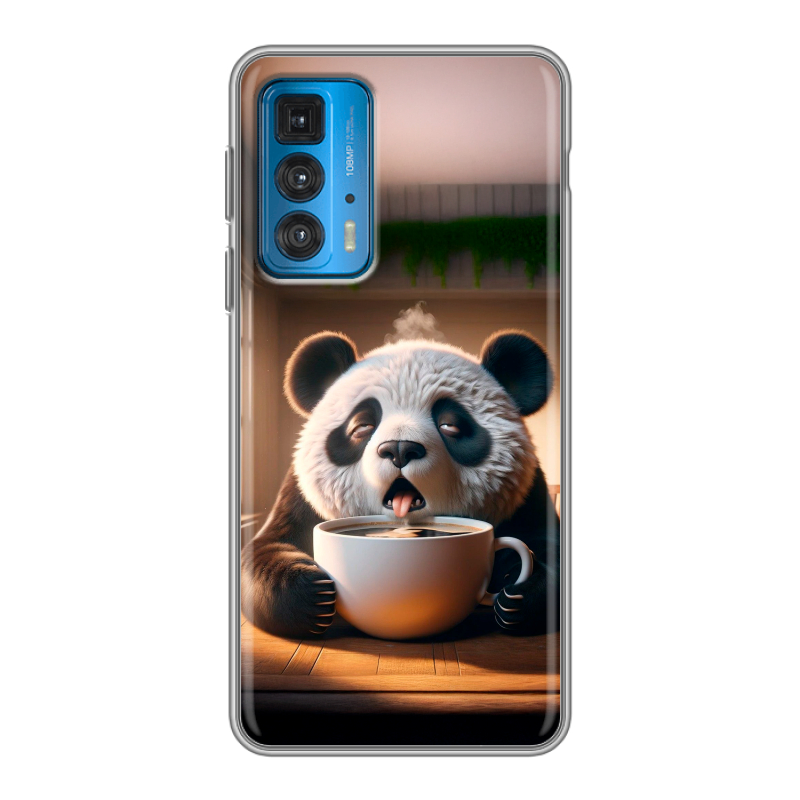 Силиконовый противоударный чехол на Motorola Edge 20 с принтом смешная панда Силиконовый противоударный чехол на Motorola Edge 20 с принтом смешная панда