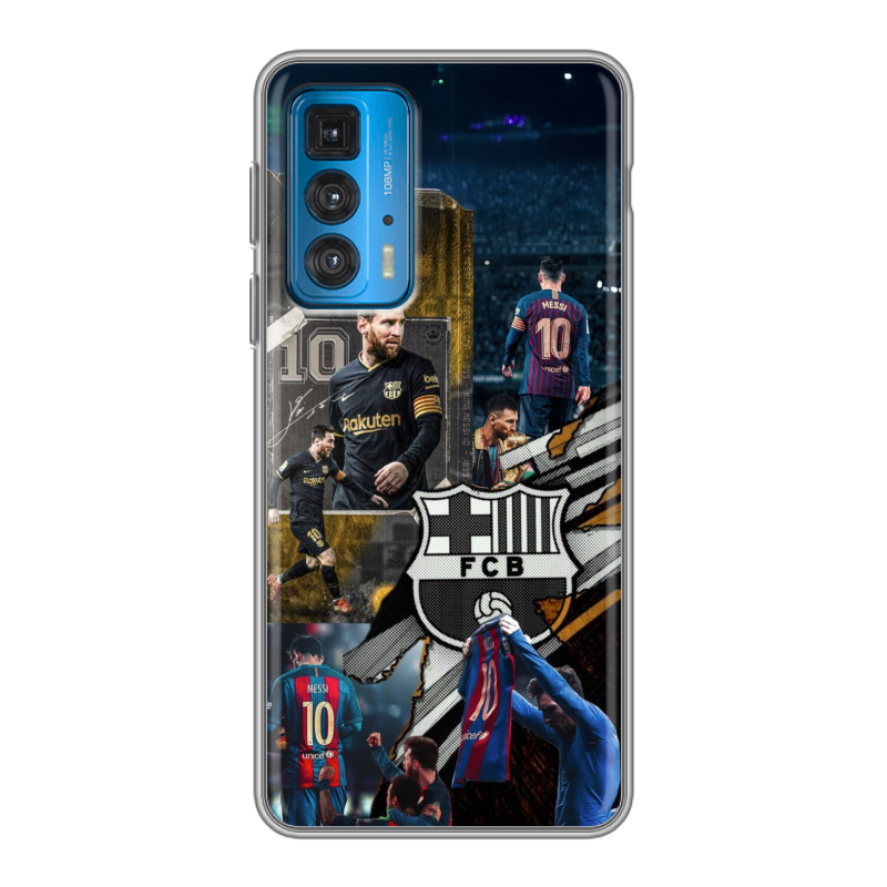 Силиконовый противоударный чехол на Motorola Edge 20 с принтом Messi Barcelona Силиконовый противоударный чехол на Motorola Edge 20 с принтом Messi Barcelona