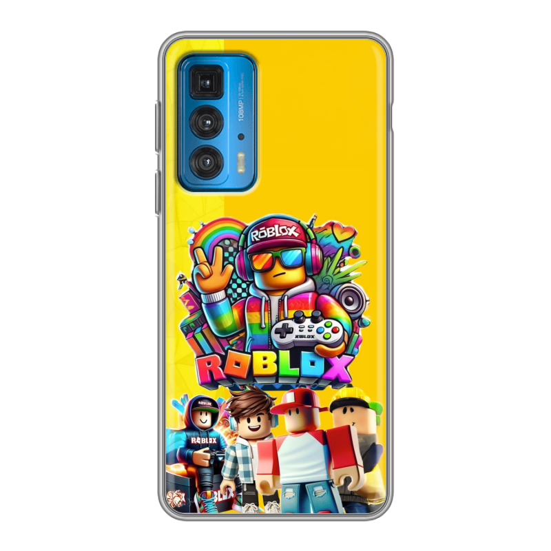 Силиконовый противоударный чехол на Motorola Edge 20 с принтом Roblox Роблокс Силиконовый противоударный чехол на Motorola Edge 20 с принтом Roblox Роблокс
