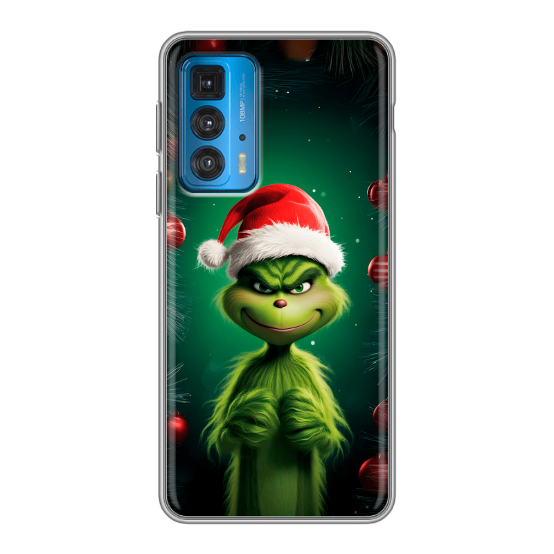 Силиконовый чехол на Motorola Edge 20 с принтом Гринч Новый год Рождество Силиконовый чехол на Motorola Edge 20 с принтом Гринч Новый год Рождество