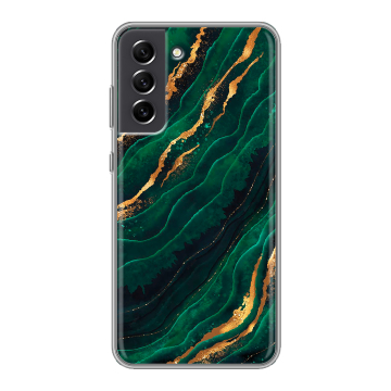Силиконовый чехол на Samsung Galaxy S21 FE с принтом Мрамор зеленое золото