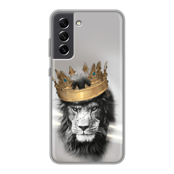 Силиконовый чехол на Samsung Galaxy S21 FE с принтом Лев с короной