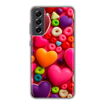 Силиконовый чехол на Samsung Galaxy S21 FE с принтом Сердечки