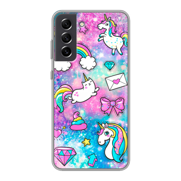Силиконовый чехол на Samsung Galaxy S21 FE с принтом Единороги Силиконовый чехол на Samsung Galaxy S21 FE с принтом Единороги