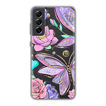 Силиконовый чехол на Samsung Galaxy S21 FE с принтом Бабочки и цветы Силиконовый чехол на Samsung Galaxy S21 FE с принтом Бабочки и цветы