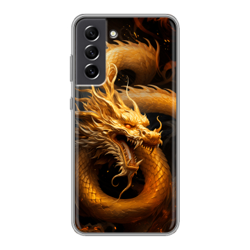 Силиконовый чехол на Samsung Galaxy S21 FE с принтом Золотой дракон Силиконовый чехол на Samsung Galaxy S21 FE с принтом Золотой дракон