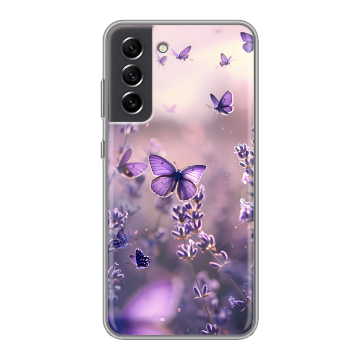Силиконовый чехол на Samsung Galaxy S21 FE с принтом бабочки и лаванда Силиконовый чехол на Samsung Galaxy S21 FE с принтом бабочки и лаванда