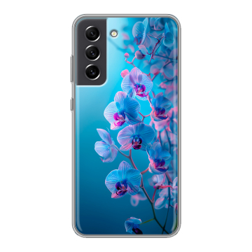 Силиконовый чехол на Samsung Galaxy S21 FE с принтом голубые орхидеи Силиконовый чехол на Samsung Galaxy S21 FE с принтом голубые орхидеи