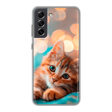 Силиконовый чехол на Samsung Galaxy S21 FE с принтом котик Силиконовый чехол на Samsung Galaxy S21 FE с принтом котик