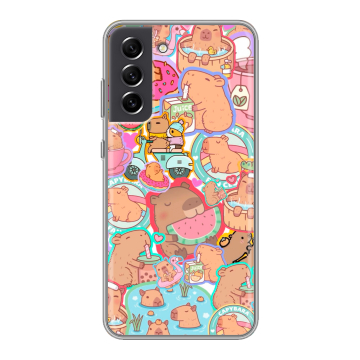Силиконовый чехол на Samsung Galaxy S21 FE с принтом капибары Силиконовый чехол на Samsung Galaxy S21 FE с принтом капибары