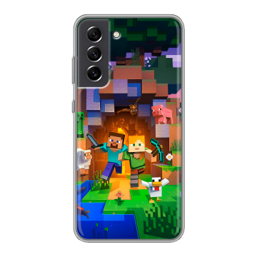 Силиконовый чехол на Samsung Galaxy S21 FE с принтом Майнкрафт Minecraft Силиконовый чехол на Samsung Galaxy S21 FE с принтом Майнкрафт Minecraft
