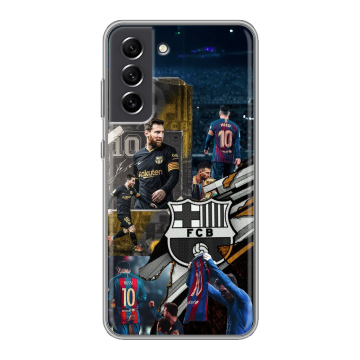 Силиконовый чехол на Samsung Galaxy S21 FE с принтом Messi Barcelona Силиконовый чехол на Samsung Galaxy S21 FE с принтом Messi Barcelona