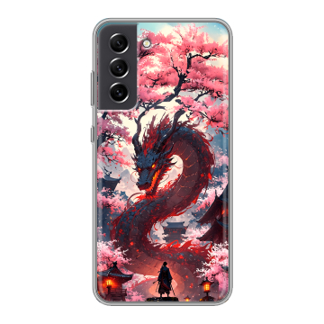 Силиконовый чехол на Samsung Galaxy S21 FE с принтом Дракон Японский Силиконовый чехол на Samsung Galaxy S21 FE с принтом Дракон Японский