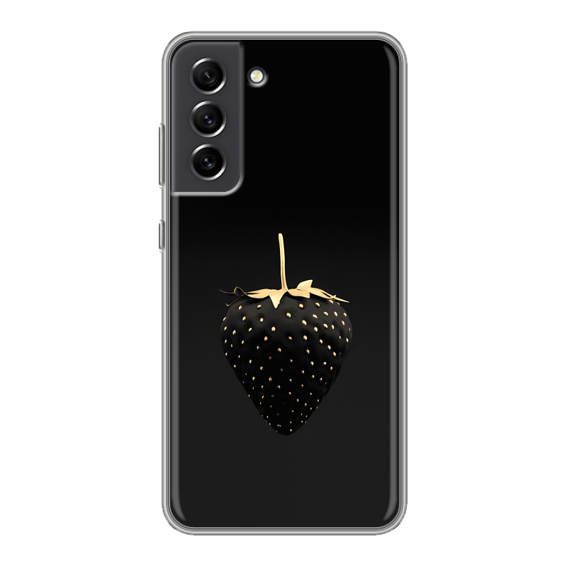 Пластиковый чехол на Samsung Galaxy S21 FE с принтом Черная клубника Пластиковый чехол на Samsung Galaxy S21 FE с принтом Черная клубника