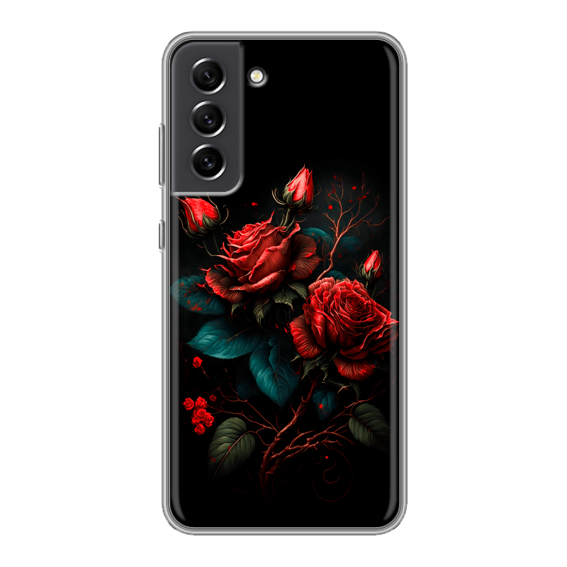Силиконовый чехол на Samsung Galaxy S21 FE с принтом Розы красные Силиконовый чехол на Samsung Galaxy S21 FE с принтом Розы красные